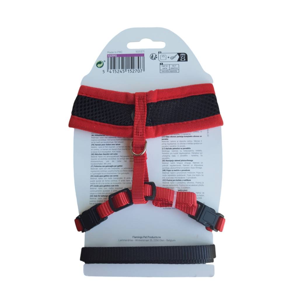 Harnais pour chatons, couleur noir et rouge, taille S, réglable - Imagen 6