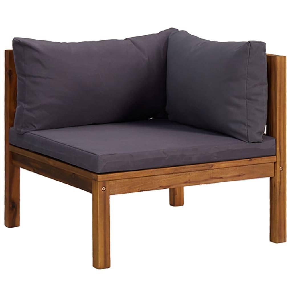 Canapé de Jardin 3p Bois d'Acacia Massif Modulable avec Coussins Gris foncé – ComfortXL Outdoor Living - Image 3