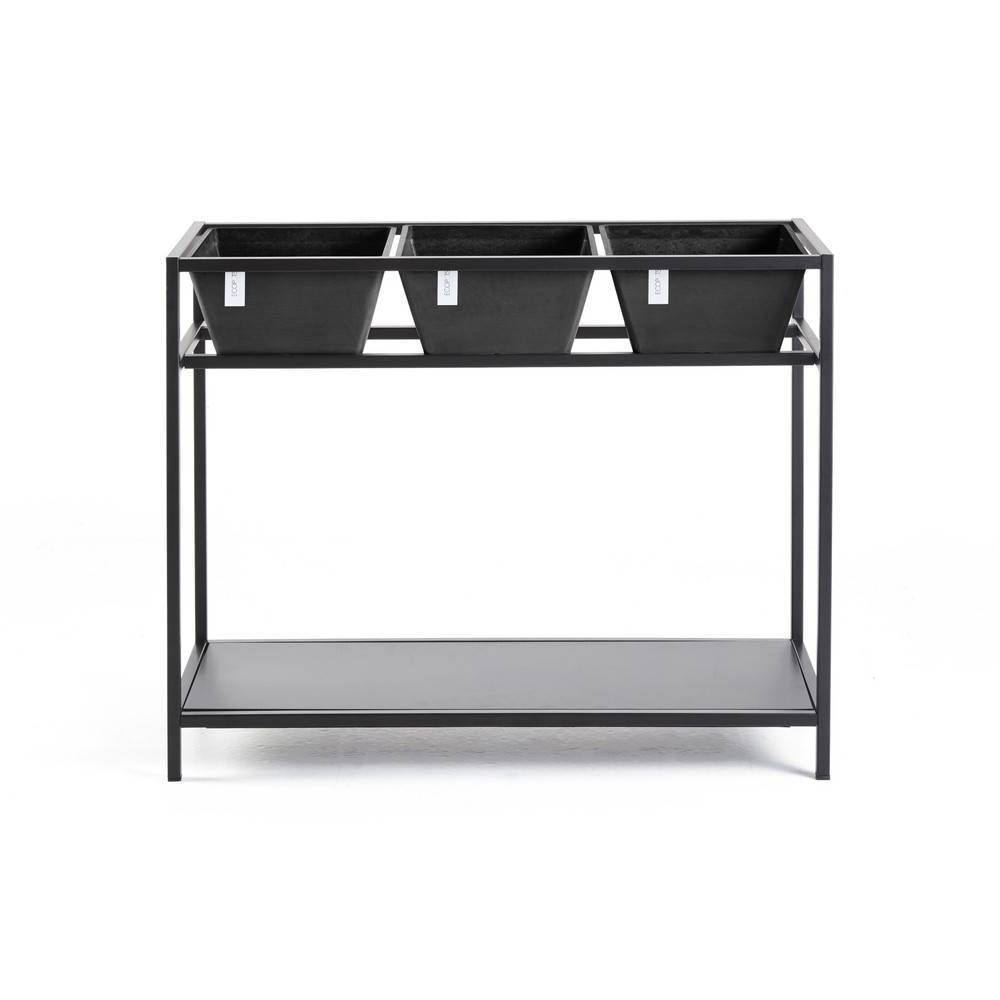 Ecopots - Table de culture Berlin Gris Foncé - 101 x 36 x H. 80 cm - 3 x 10,00 L ECOPOTS