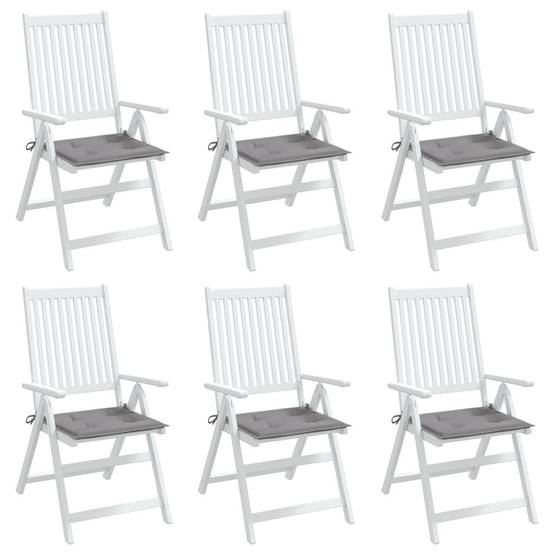 Coussins de chaise jardin lot de 6 gris 50x50x3 cm tissu oxford P149 - Image 4