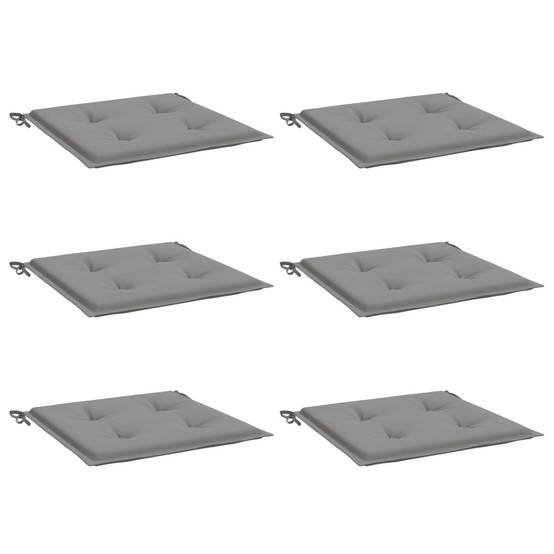 Coussins de chaise jardin lot de 6 gris 50x50x3 cm tissu oxford P149 - Image 3