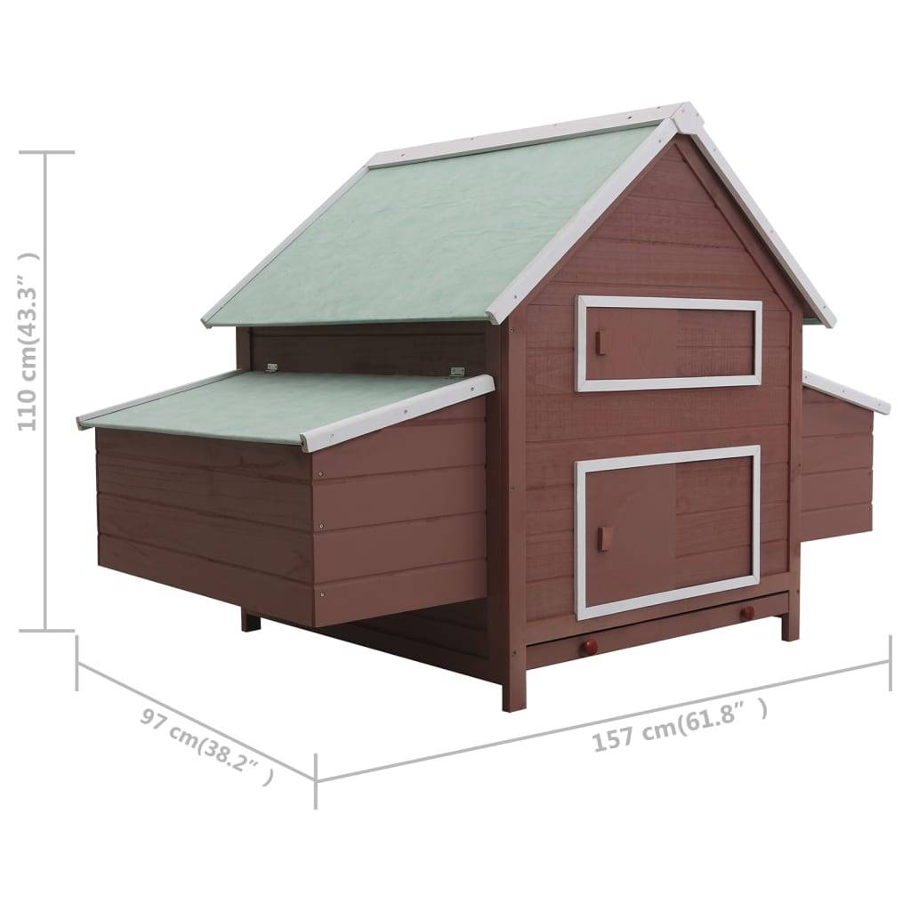Vidaxl - Poulailler Marron 157x97x110 cm Bois vidaXL 170856 - Imagen 3