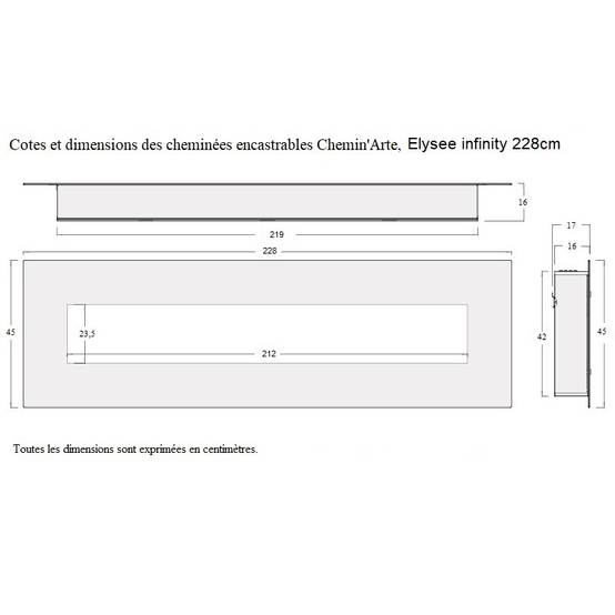 Cheminée électrique Encastrable Élysée Infinity 228 cm Effet Flammes LED Chemin'Arte - Image 6