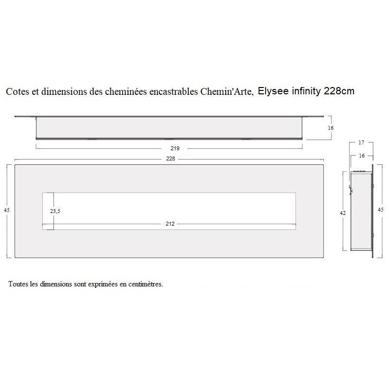 Cheminée électrique Encastrable Élysée Infinity 228 cm Effet Flammes LED Chemin'Arte - Image 6