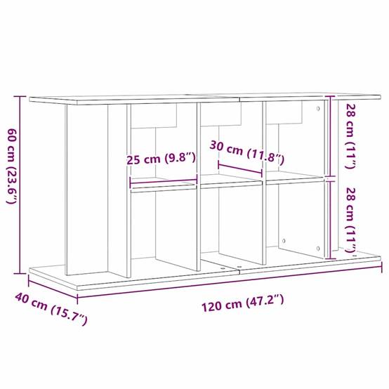 Meuble Support Aquarium 120cm Bois avec Étagères de Rangement Chêne Artisanal - ComfortXL Outdoor Living - Image 9