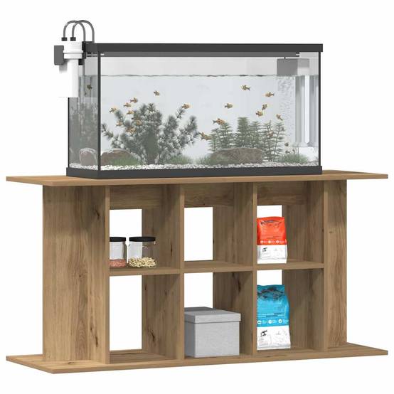 Meuble Support Aquarium 120cm Bois avec Étagères de Rangement Chêne Artisanal - ComfortXL Outdoor Living - Image 3