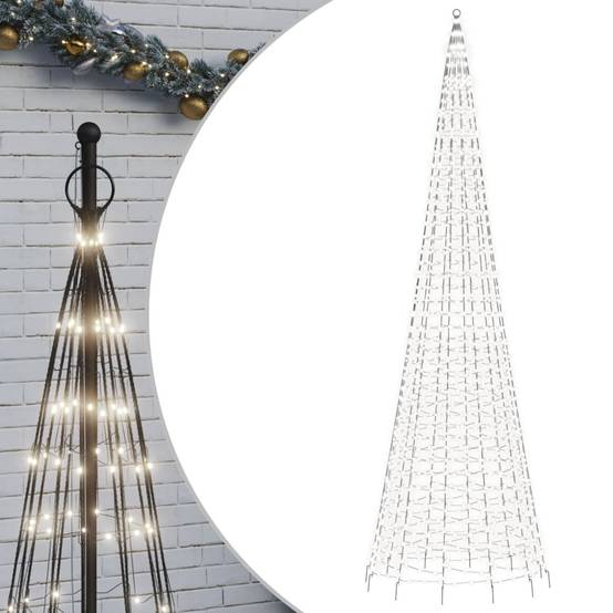 Sapin De Noël - Arbre de Noël lumineux sur mât de drapeau 1534 LED blanc 500 cm - Image 1