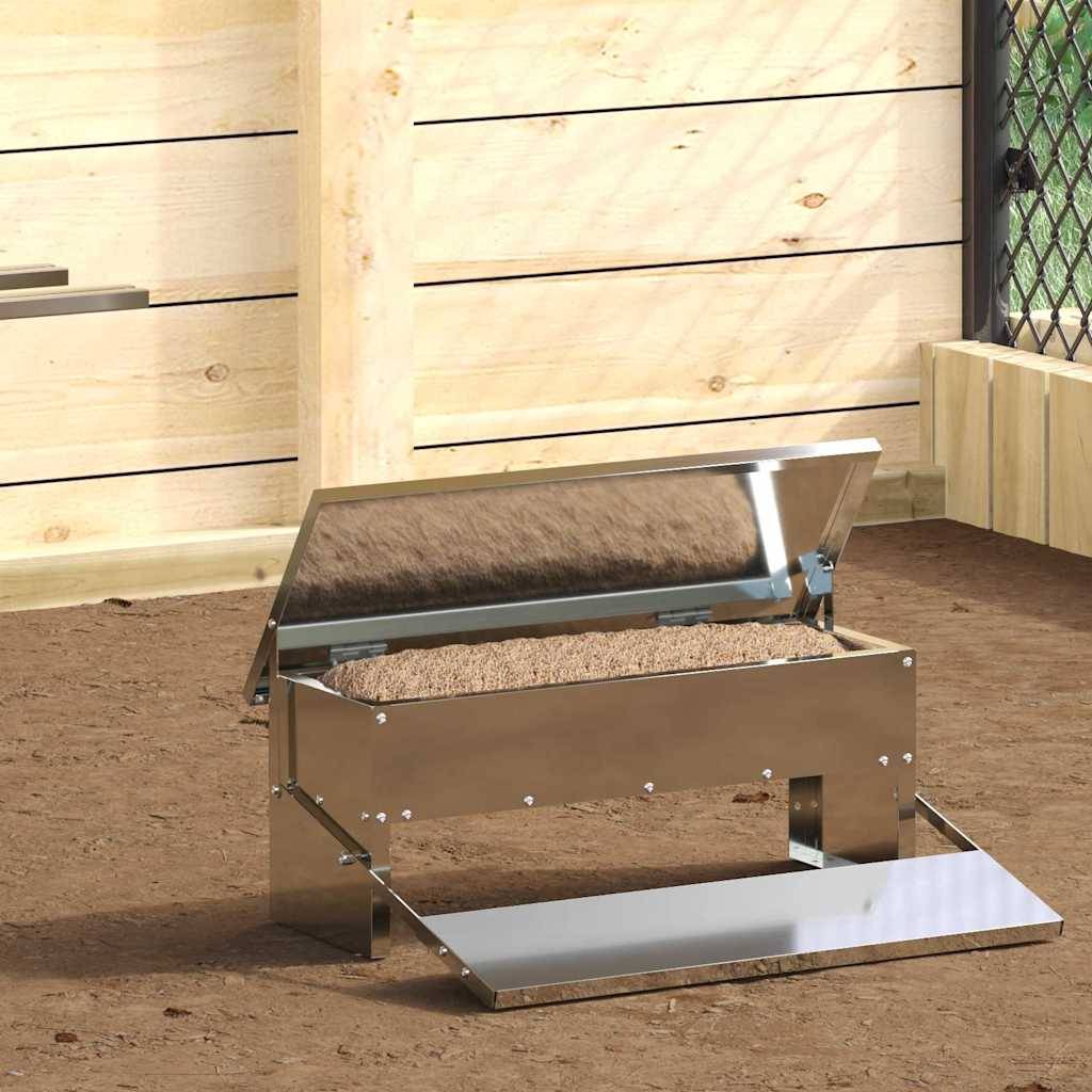 Mangeoire Pédale Poule Galvanisée Anti-Rat 5kg Argent - ComfortXL Outdoor Living - Image 1