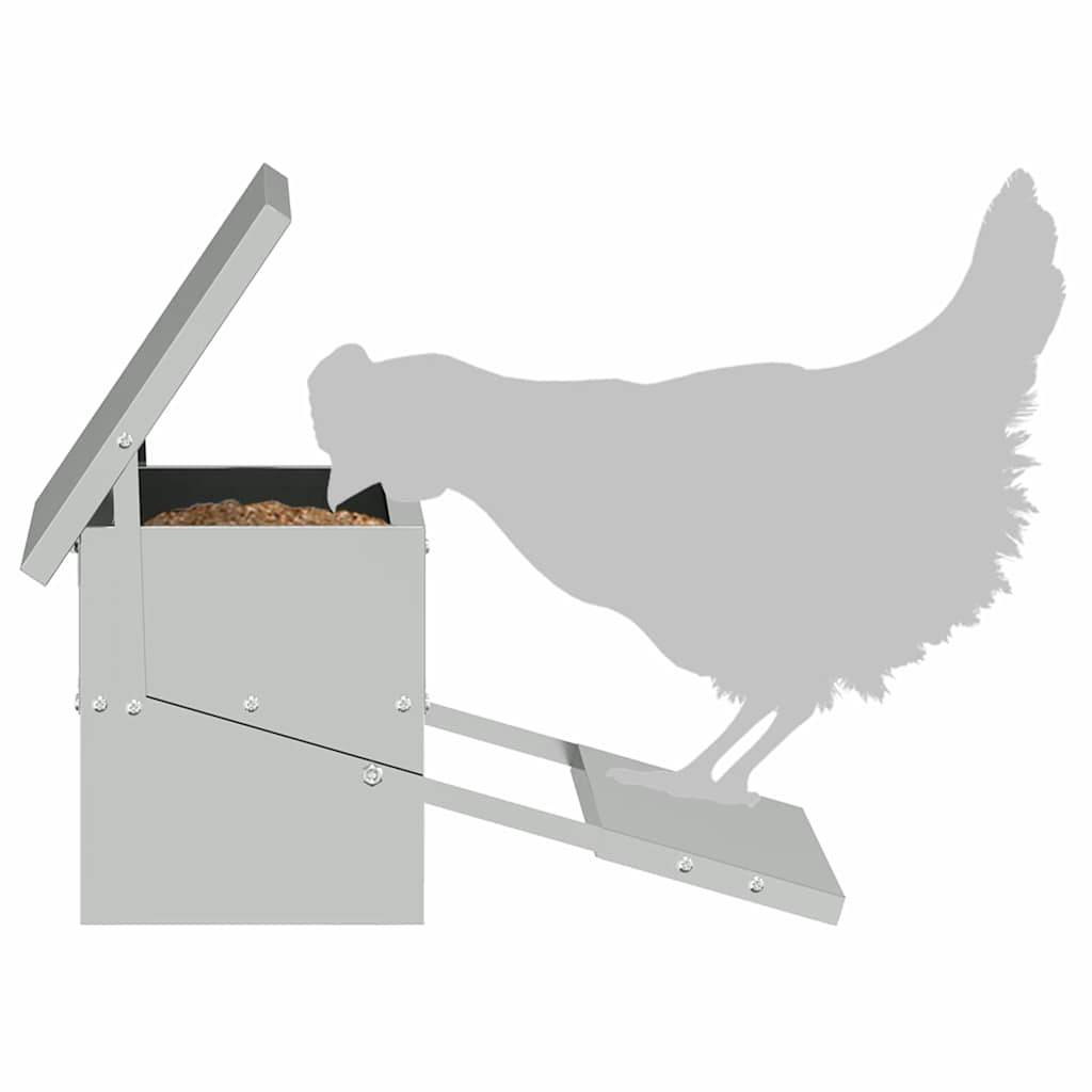 Mangeoire Pédale Poule Galvanisée Anti-Rat 5kg Argent - ComfortXL Outdoor Living - Image 6