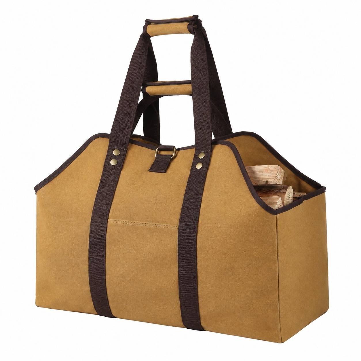 Sac Porte-Bûches Étanche en Toile avec Bandoulière et Poignées - Image 1