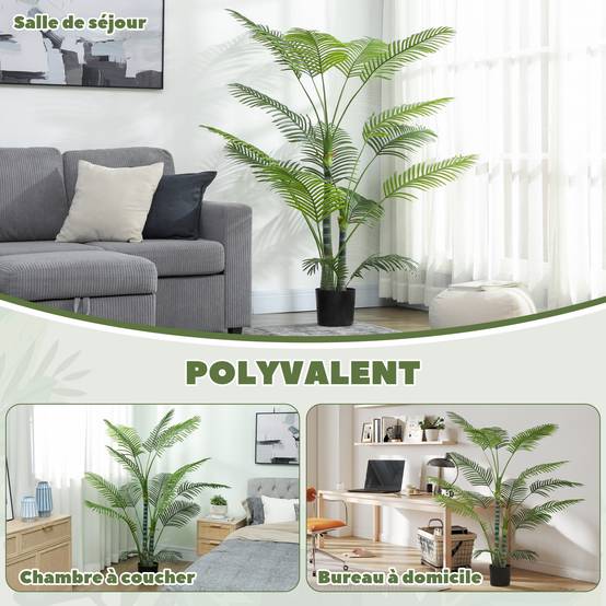 Plante artificielle intérieure 170 cm, palmier arbre artificiel avec pot en plastique et flocage - Image 7