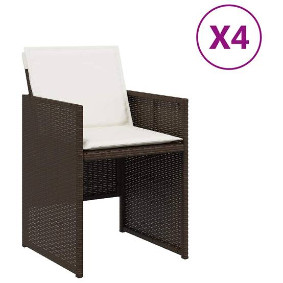 Chaises de jardin avec coussins marron résine tressée 50,5 x 54 x 79 cm, Poids :28.5kg - PANGIVO - Image 2
