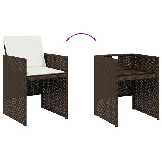 Chaises de jardin avec coussins marron résine tressée 50,5 x 54 x 79 cm, Poids :28.5kg - PANGIVO - Image 8