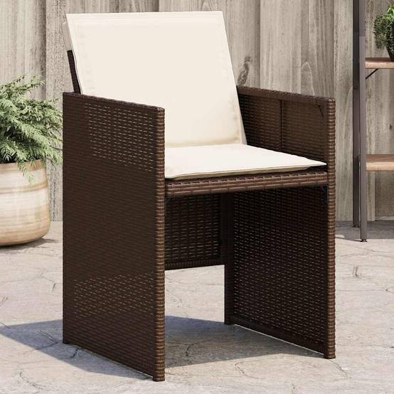 Chaises de jardin avec coussins marron résine tressée 50,5 x 54 x 79 cm, Poids :28.5kg - PANGIVO - Image 1