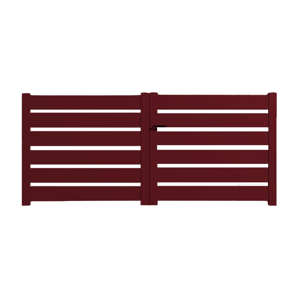 Portail Packit - Portail alu battant SAH en kit dim. L.4000 (entre piliers) x H.1500 mm  Rouge (RAL 3004)