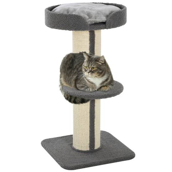 Arbre à chat panneaux de particules pour chat repos et griffes 45x45x91cm gris - ComfortXL Outdoor Living - Image 1