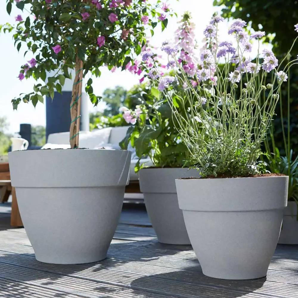 Elho - Pot de fleurs Ø30xH25cm en plastique recyclé - Elho® Gris - Image 1
