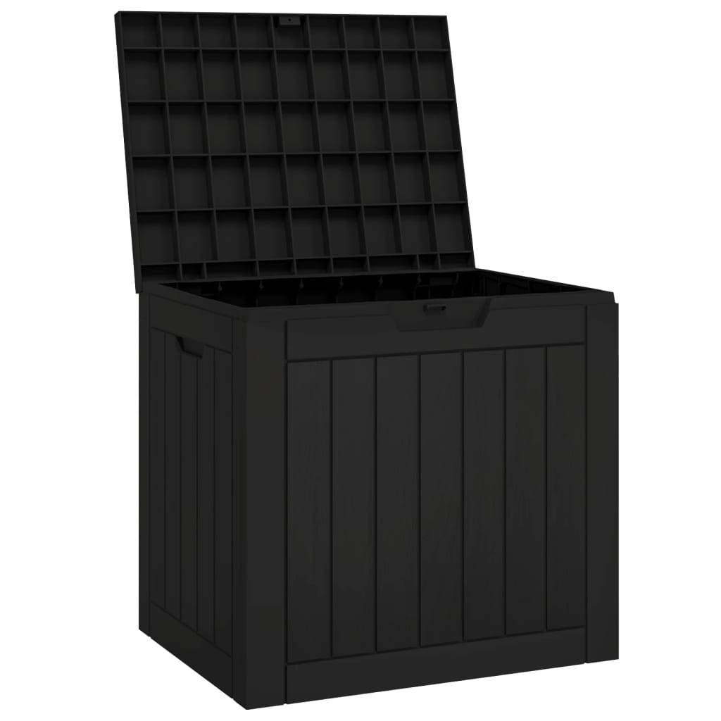 Coffre de Rangement Extérieur Polypropylène Imitation Bois Étanche pour Coussins Noir 118L – ComfortXL Outdoor Living - Image 4