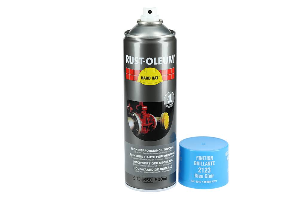 Couche de finition Hard Hat Ral-couleurs bleu clair RAL 5012 500ml - RUST-OLEUM - 2123 - Image 3