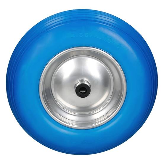 Relaxdays Lot De 4 Roues Brouette 4.80/4.00-8 Avec Chambre à Air – Jante Acier, 120 Kg, Noir/Bleu