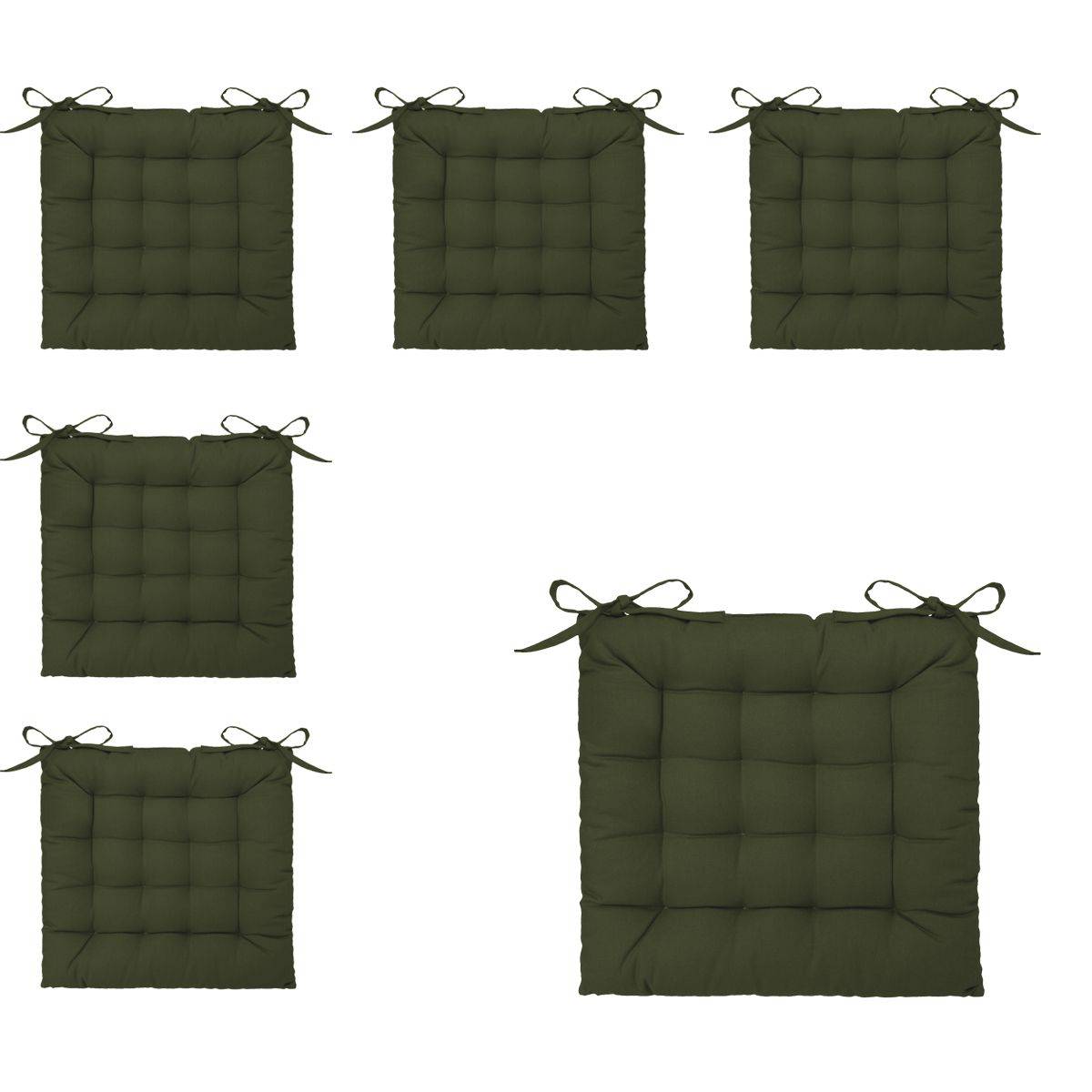 Atmosphera - Lot de 6 Galettes de chaise en Coton Vert kaki 38 x 38 cm - Imagen 1