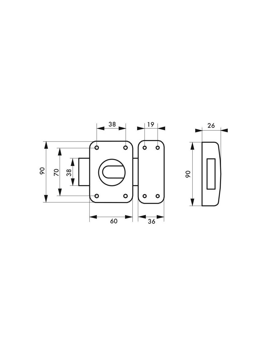 Verrou à bouton Apache pour porte intérieure, acier, époxy or - THIRARD - Image 2