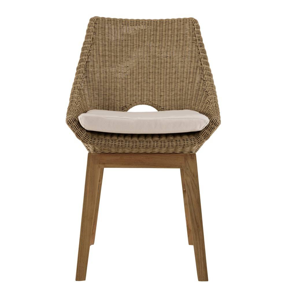 Macabane - KALLY - Lot de 2 chaises jardin rotin synth. et coussin pieds droits - Imagen 4