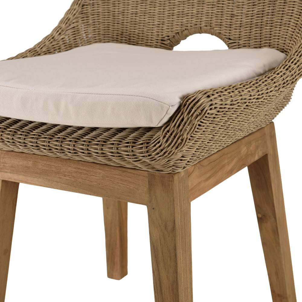 Macabane - KALLY - Lot de 2 chaises jardin rotin synth. et coussin pieds droits - Imagen 8