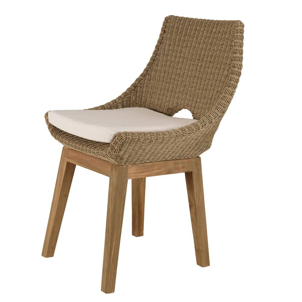 Macabane - KALLY - Lot de 2 chaises jardin rotin synth. et coussin pieds droits - Imagen 7