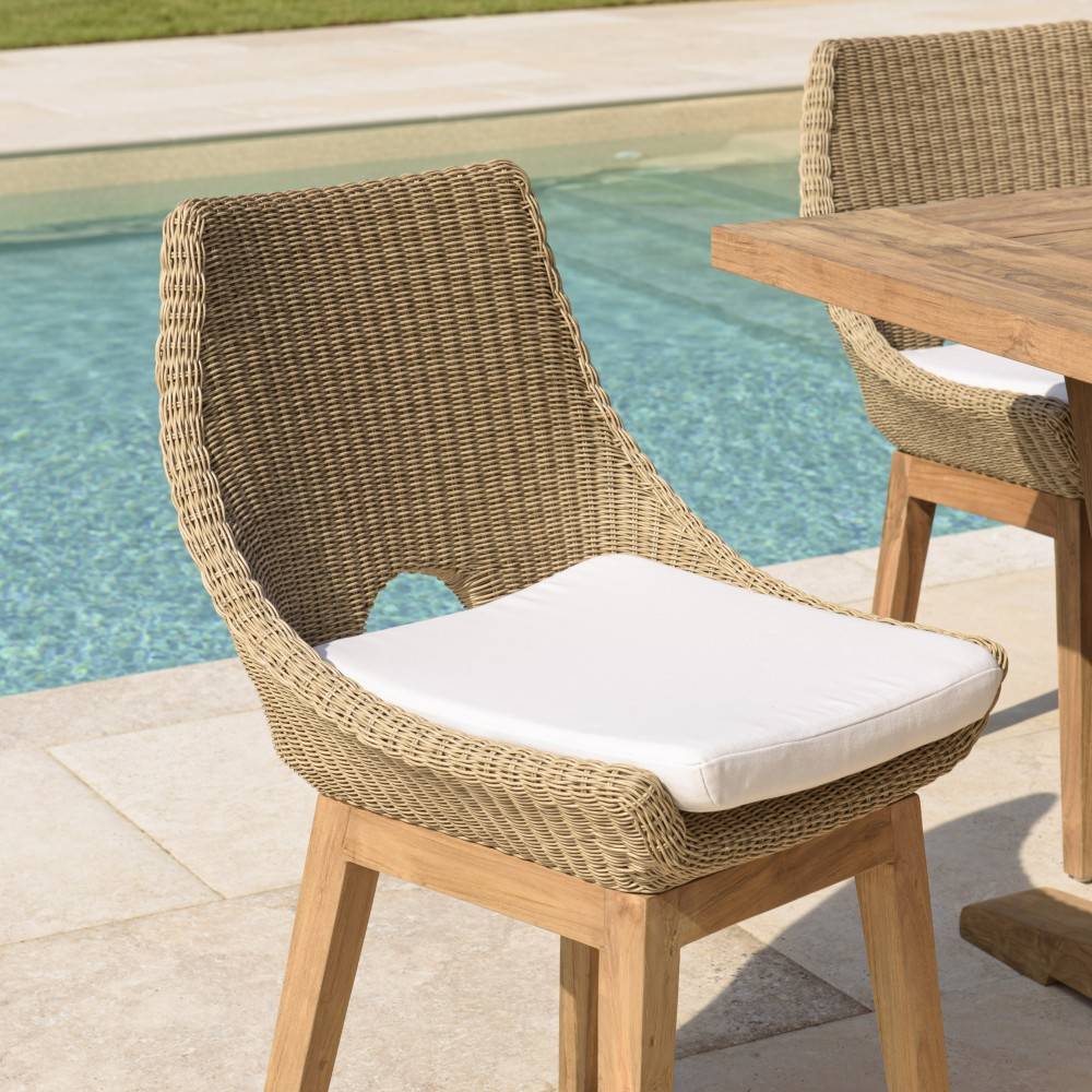 Macabane - KALLY - Lot de 2 chaises jardin rotin synth. et coussin pieds droits - Imagen 3