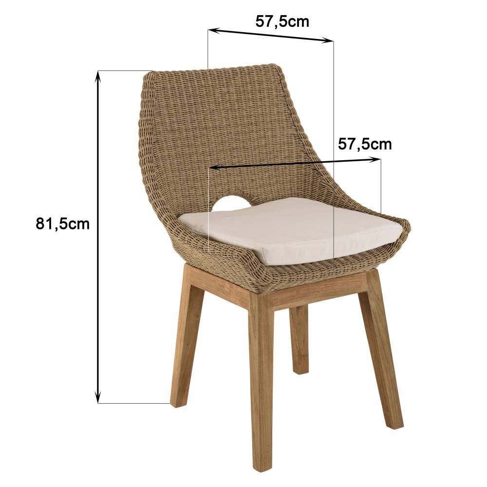 Macabane - KALLY - Lot de 2 chaises jardin rotin synth. et coussin pieds droits - Imagen 10
