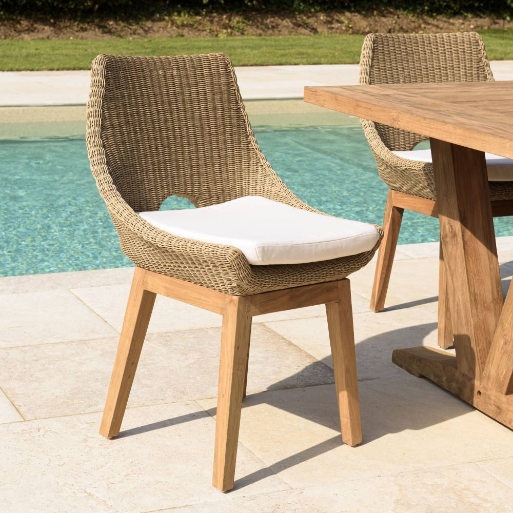 Macabane - KALLY - Lot de 2 chaises jardin rotin synth. et coussin pieds droits - Imagen 2