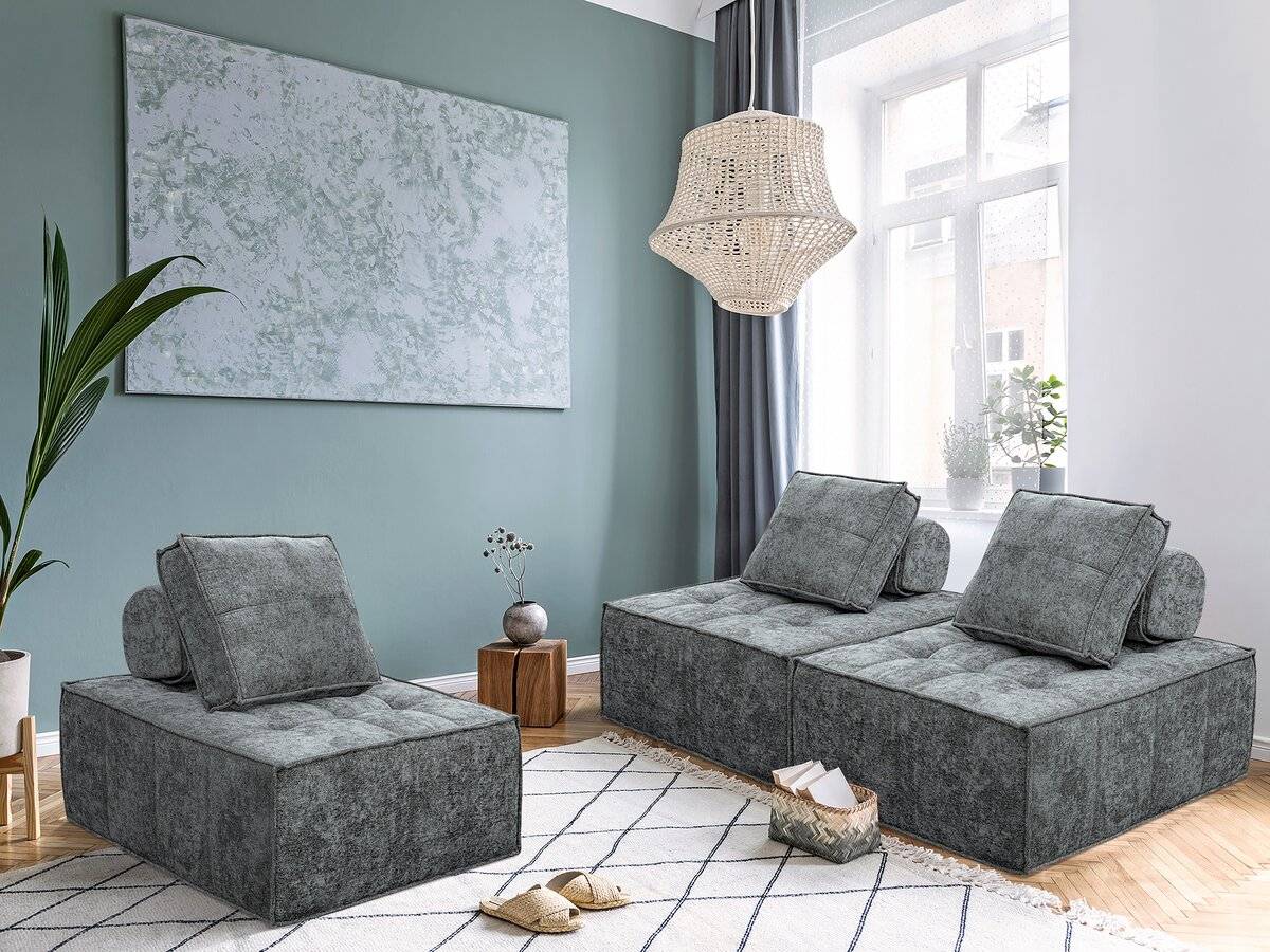 Chauffeuse En Tissu Texturé "velluto" - 96 X 100 X 89 Cm - Gris -habitat Et Jardin - Image 4