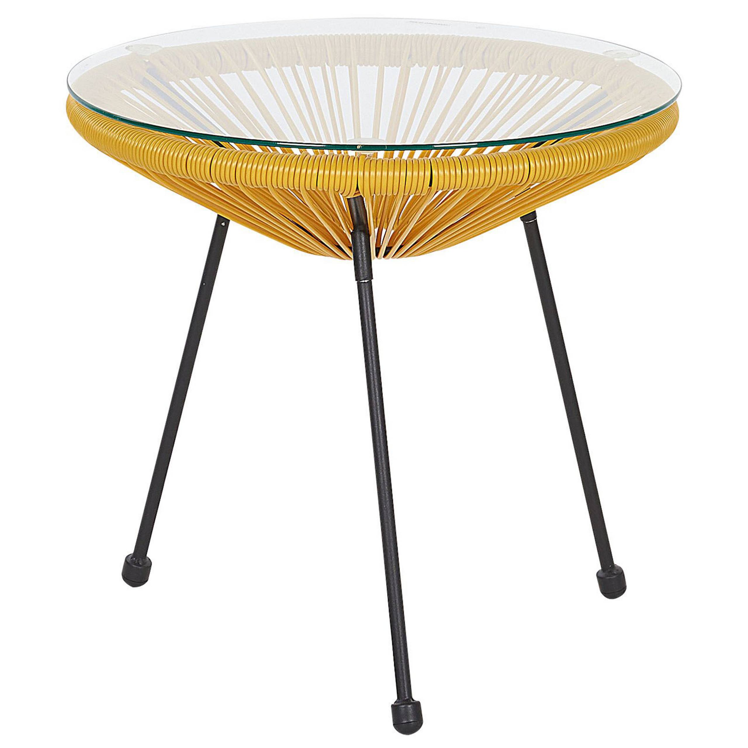 Beliani - Set de Salon ou Jardin 2 Chaises Fauteuils Type Spaghetti et Petite Table Basse en Rotin PE Jaune et Acier Noir Design Industriel Moderne Beliani - Imagen 4
