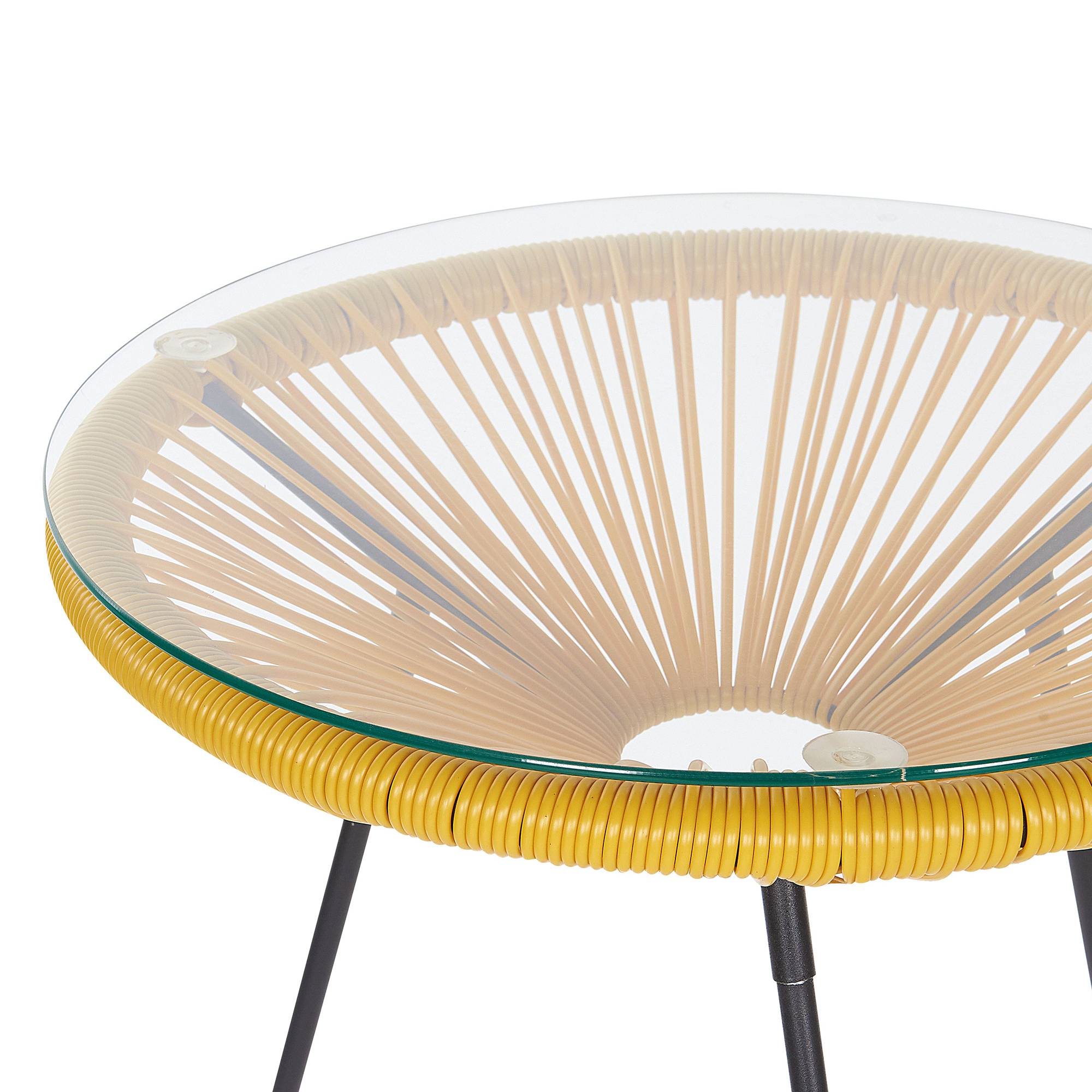 Beliani - Set de Salon ou Jardin 2 Chaises Fauteuils Type Spaghetti et Petite Table Basse en Rotin PE Jaune et Acier Noir Design Industriel Moderne Beliani - Imagen 5