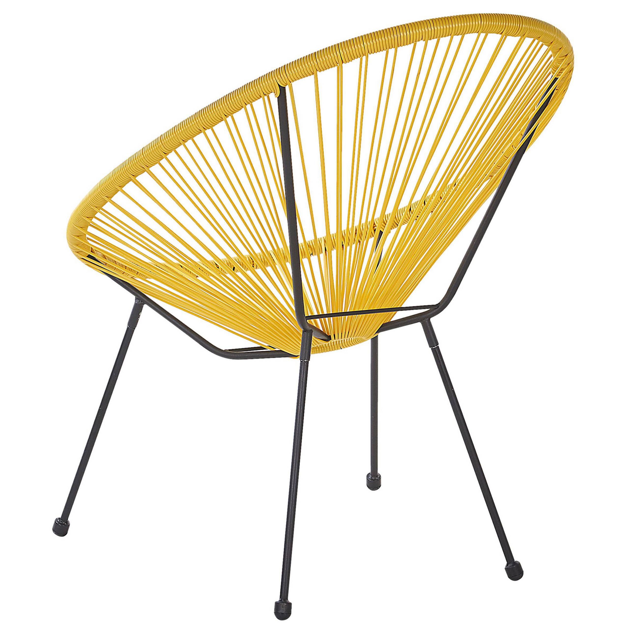 Beliani - Set de Salon ou Jardin 2 Chaises Fauteuils Type Spaghetti et Petite Table Basse en Rotin PE Jaune et Acier Noir Design Industriel Moderne Beliani - Imagen 8