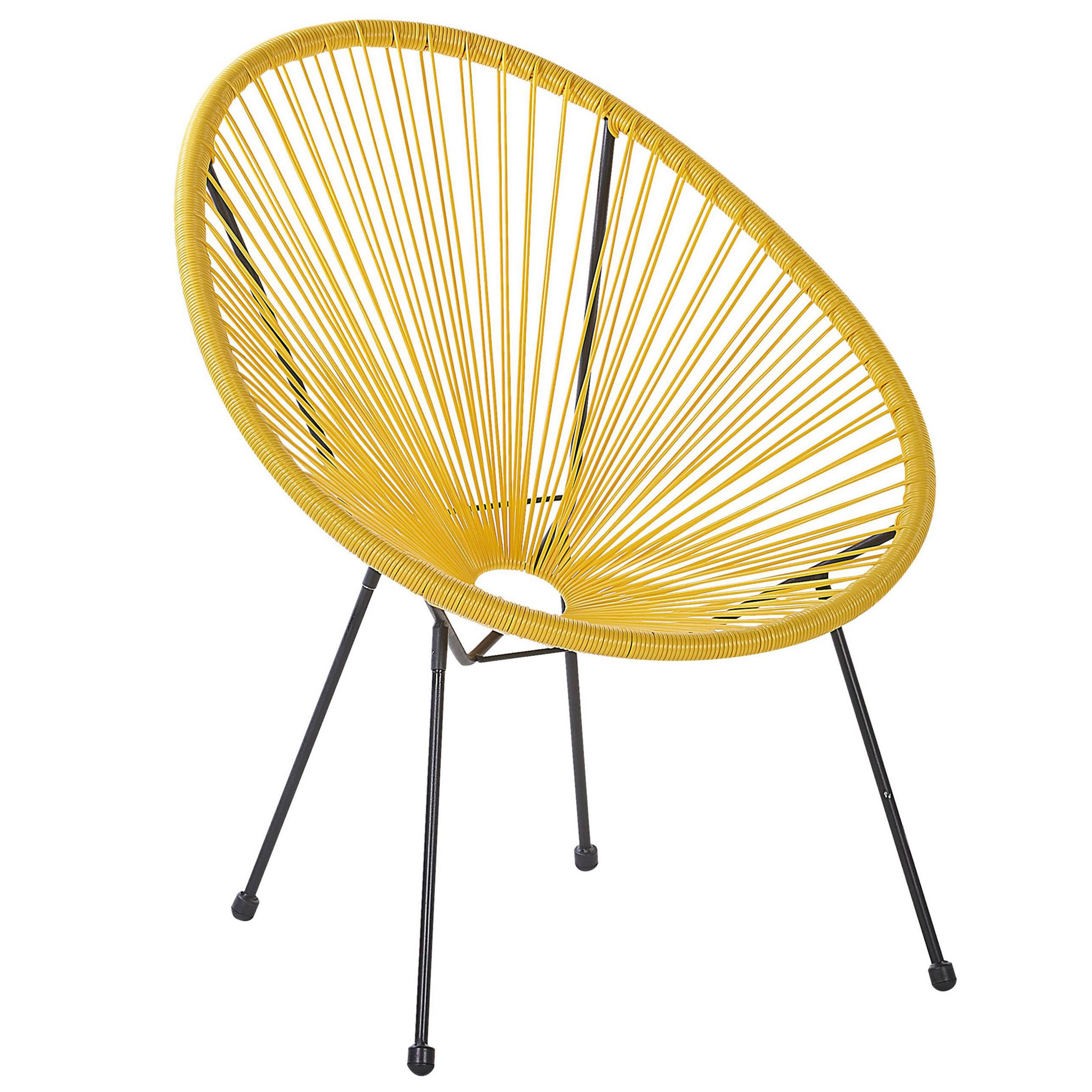 Beliani - Set de Salon ou Jardin 2 Chaises Fauteuils Type Spaghetti et Petite Table Basse en Rotin PE Jaune et Acier Noir Design Industriel Moderne Beliani - Imagen 6