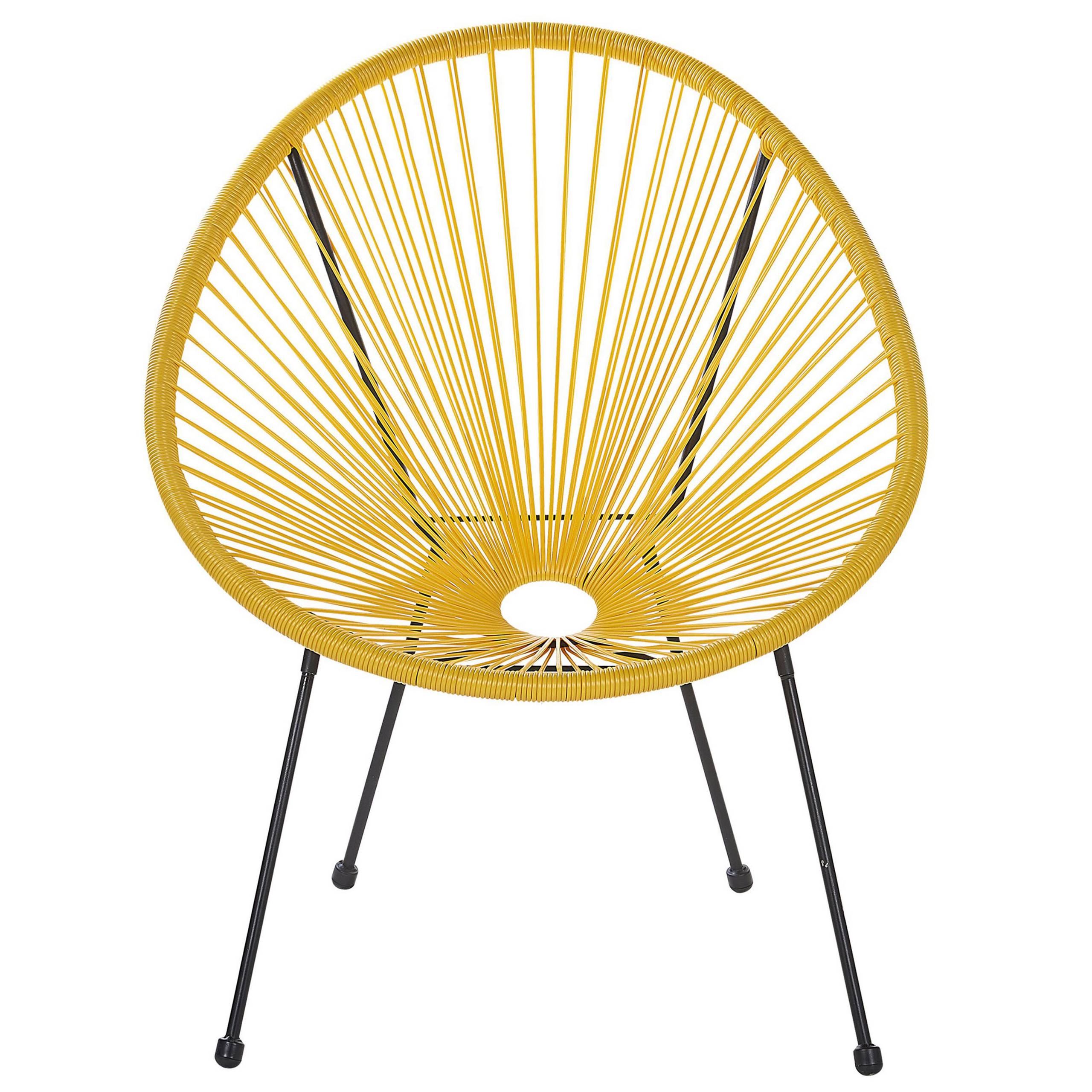 Beliani - Set de Salon ou Jardin 2 Chaises Fauteuils Type Spaghetti et Petite Table Basse en Rotin PE Jaune et Acier Noir Design Industriel Moderne Beliani - Imagen 7