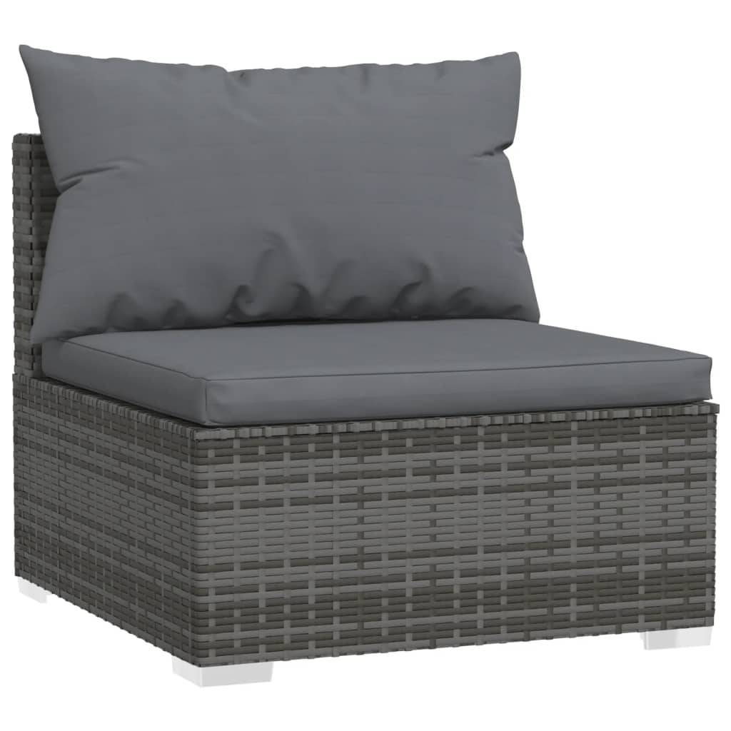 Helloshop26 - Salon de jardin meuble d'extérieur ensemble de mobilier 9 pièces avec coussins résine tressée gris - Imagen 2