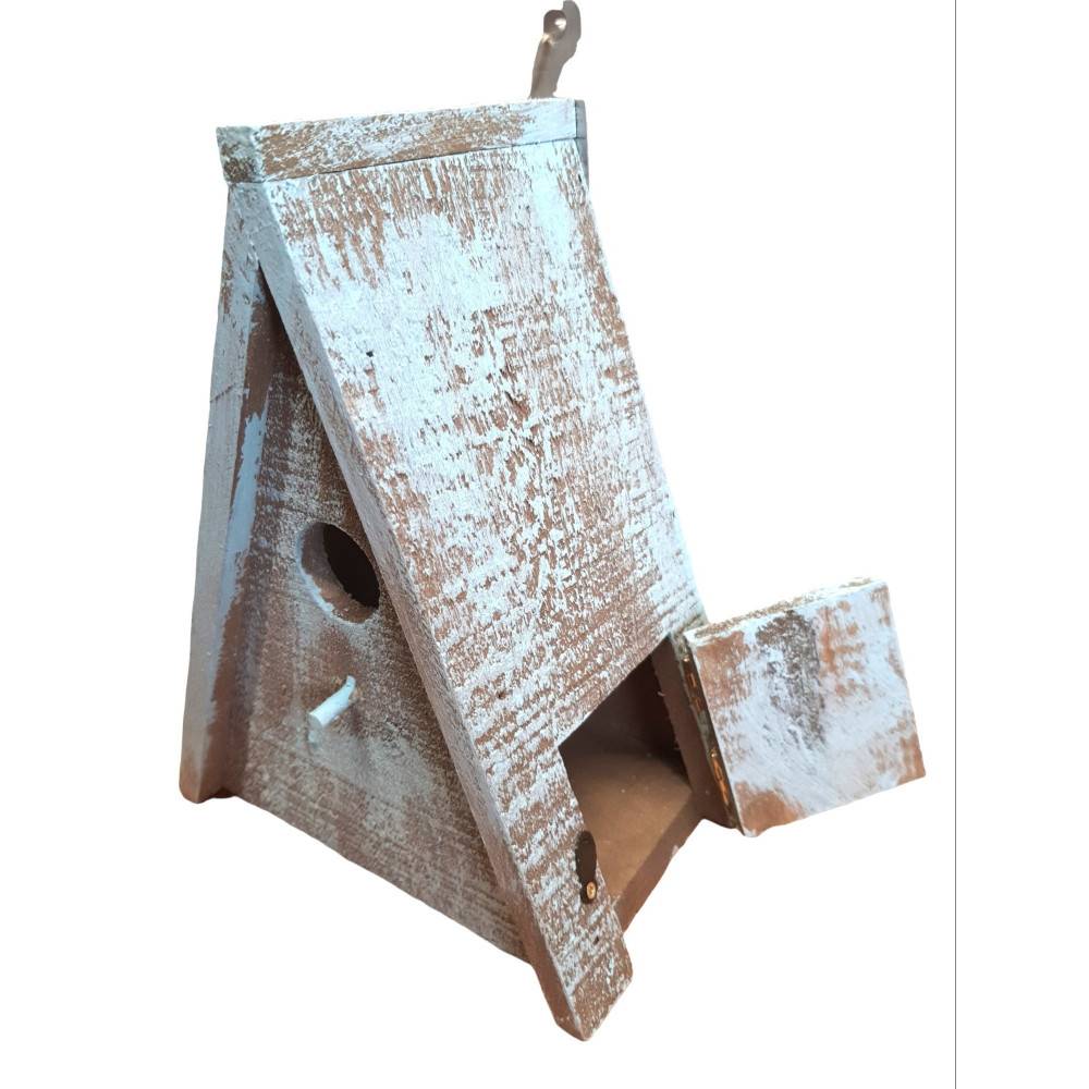 Nichoir triangulaire pour oiseaux GIES en bois 16.5 x 11 x 21 cm bleu /brun - Imagen 3