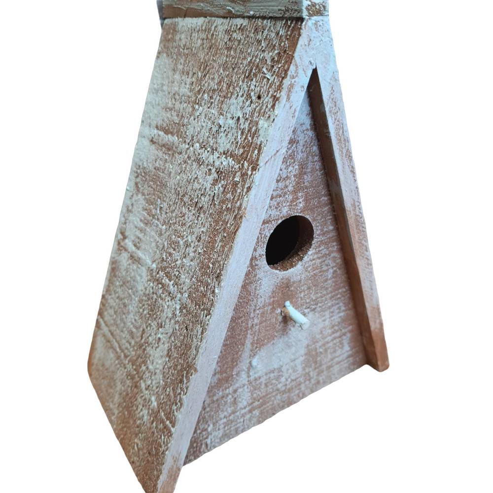 Nichoir triangulaire pour oiseaux GIES en bois 16.5 x 11 x 21 cm bleu /brun - Imagen 1