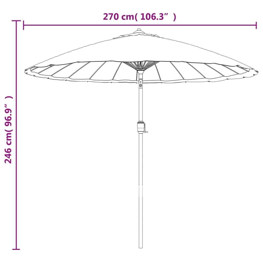 Helloshop26 - Parasol d'extérieur avec mât en aluminium 270 cm noir - Imagen 6