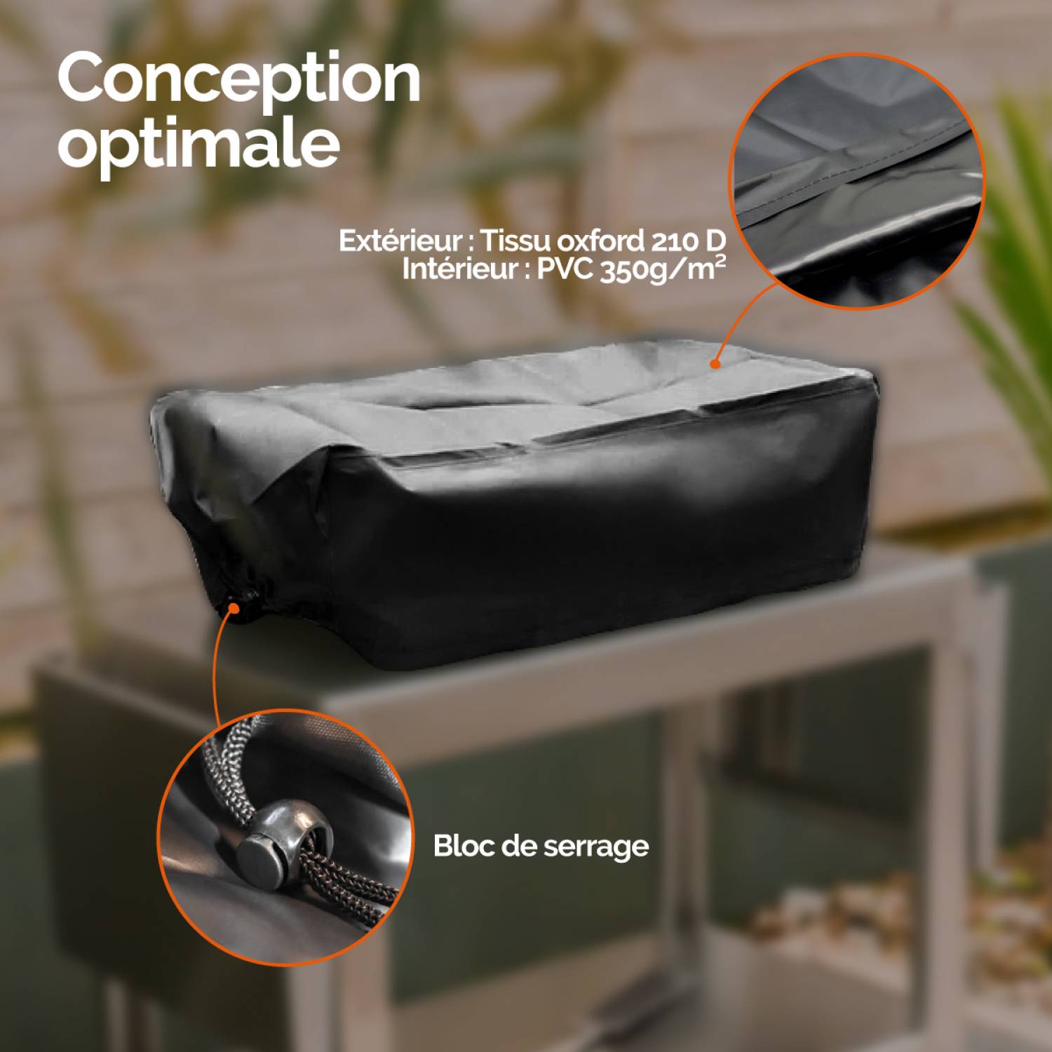 Linxor - Housse, bâche de protection pour plancha, imperméable, anti UV - 75 x 60 x 30 cm - Noir - Linxor - Imagen 4