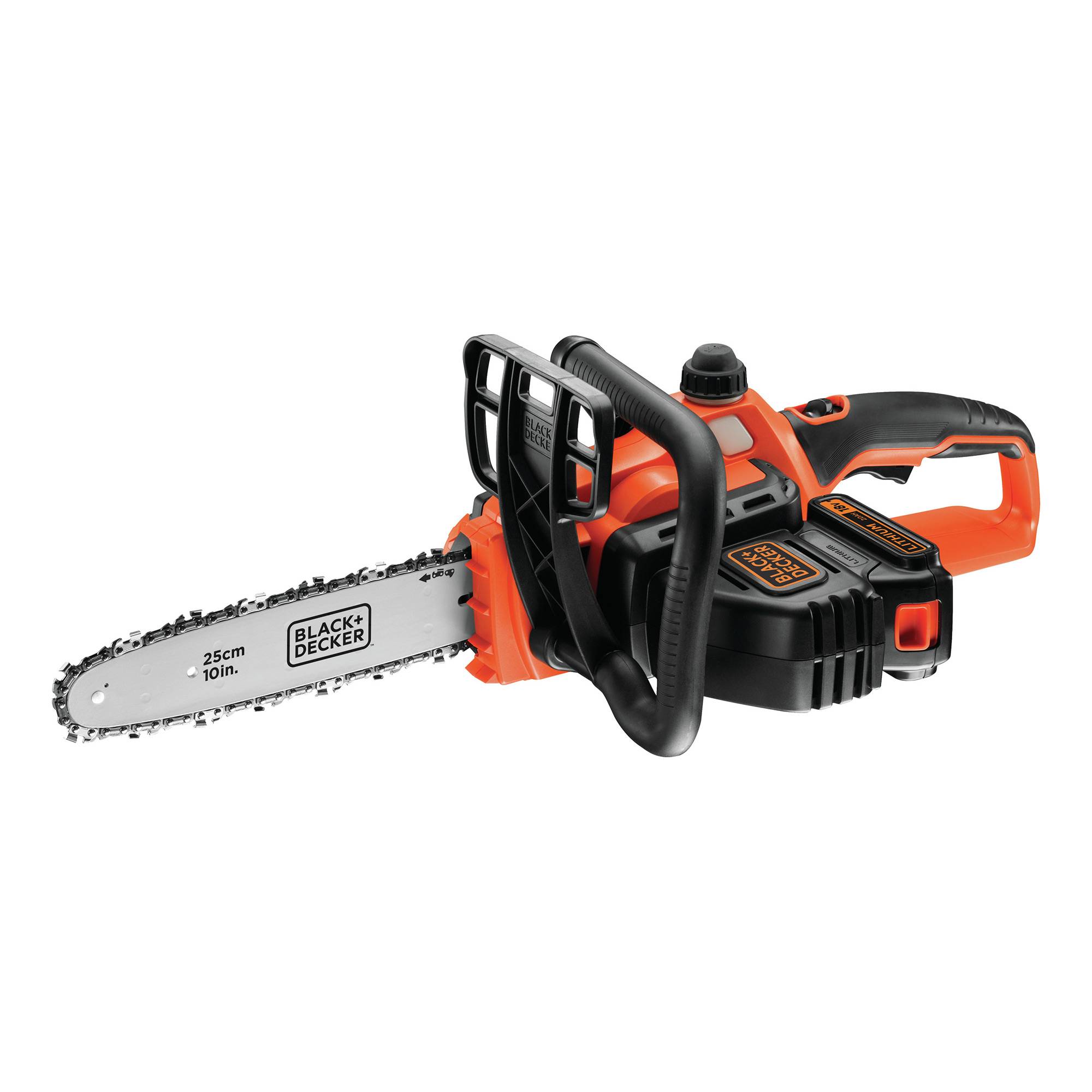 Black & Decker - Tronçonneuse sans fil - 25 cm - 18 V - 2 Ah - 1 batterie - Double interrupteur de sécurité et protection main