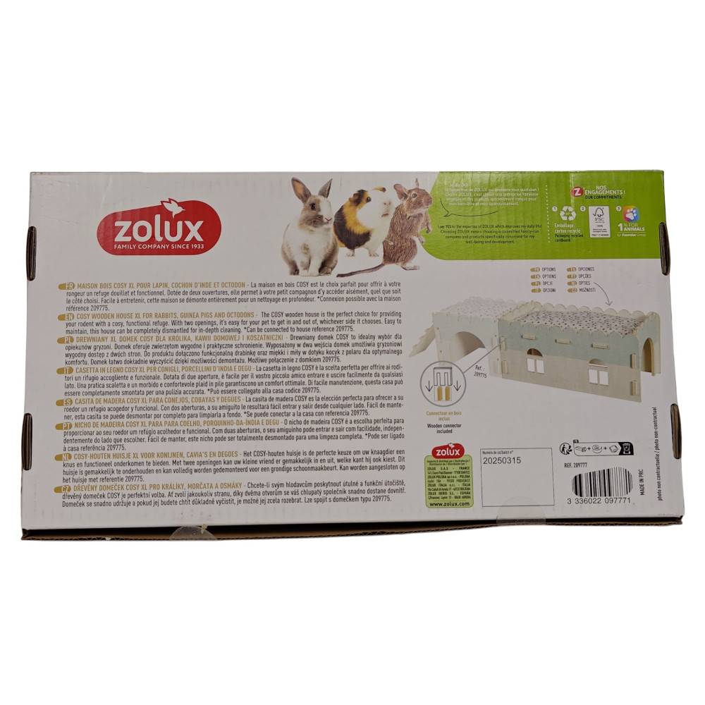 Zolux - Grande extension Maison bois cosy 25 x 44 x 20 cm lapin, cochon d'inde et octodon - Image 6
