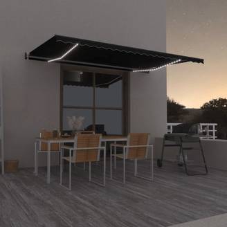Auvent rétractable automatique Aluminium Jardin Capteur Vent LED 500x350cm Anthracite - ComfortXL Outdoor Living