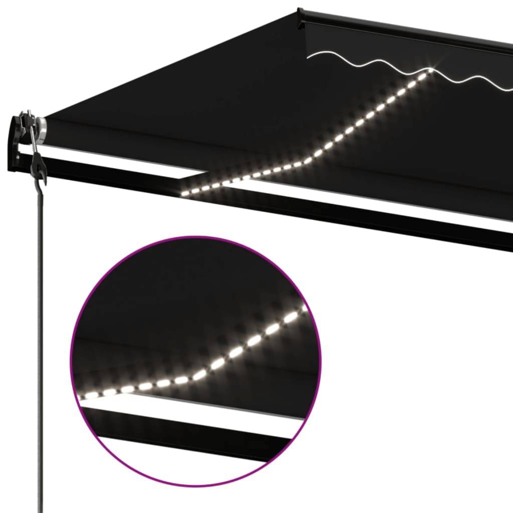 Auvent rétractable automatique Aluminium Jardin Capteur Vent LED 500x350cm Anthracite - ComfortXL Outdoor Living - Image 5