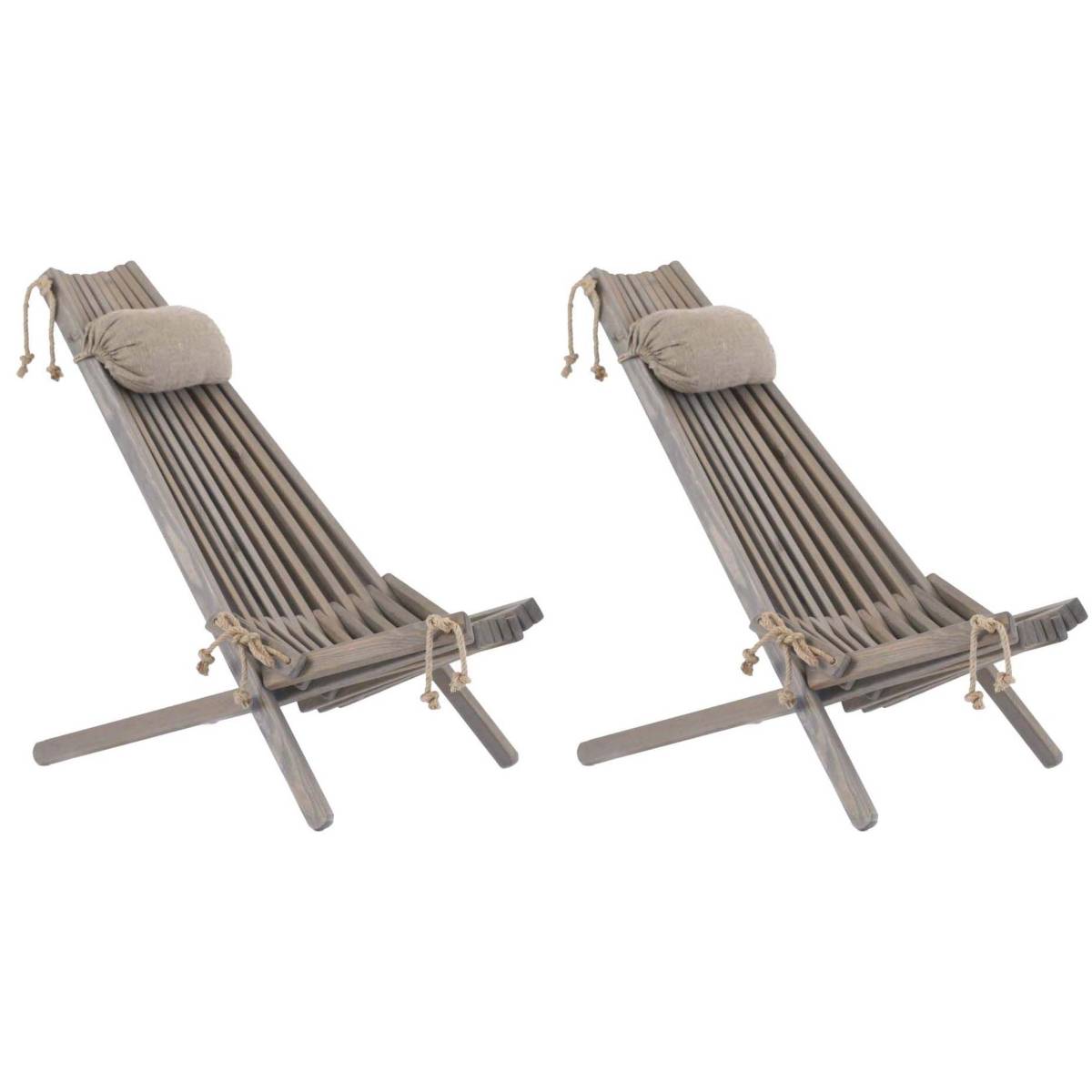 Ecofurn - Chilienne en bois EcoChair avec coussin (Lot de 2) Pin gris - Imagen 1