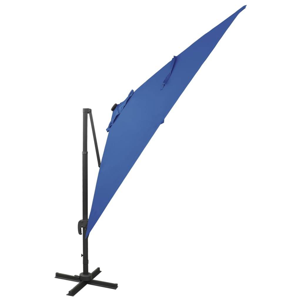 Helloshop26 - Parasol meuble de jardin déporté avec mât et lumières led 300 cm bleu azur - Imagen 2