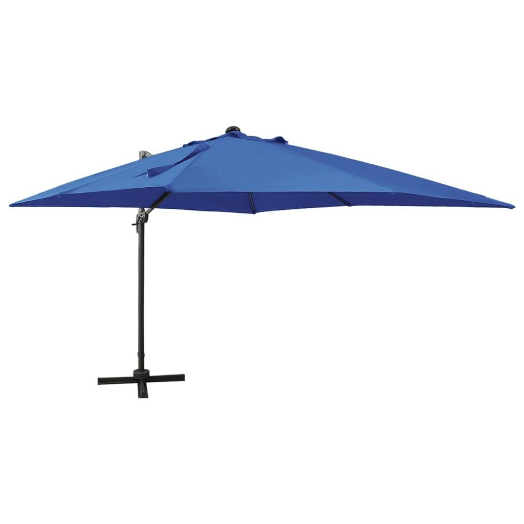 Helloshop26 - Parasol meuble de jardin déporté avec mât et lumières led 300 cm bleu azur - Imagen 1